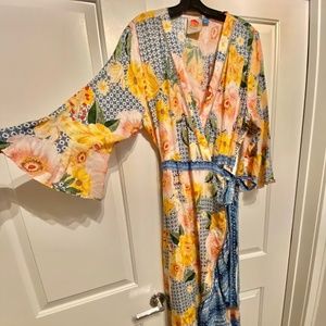 Anthropologie Farm Rio Floral Wrap Dress Size L